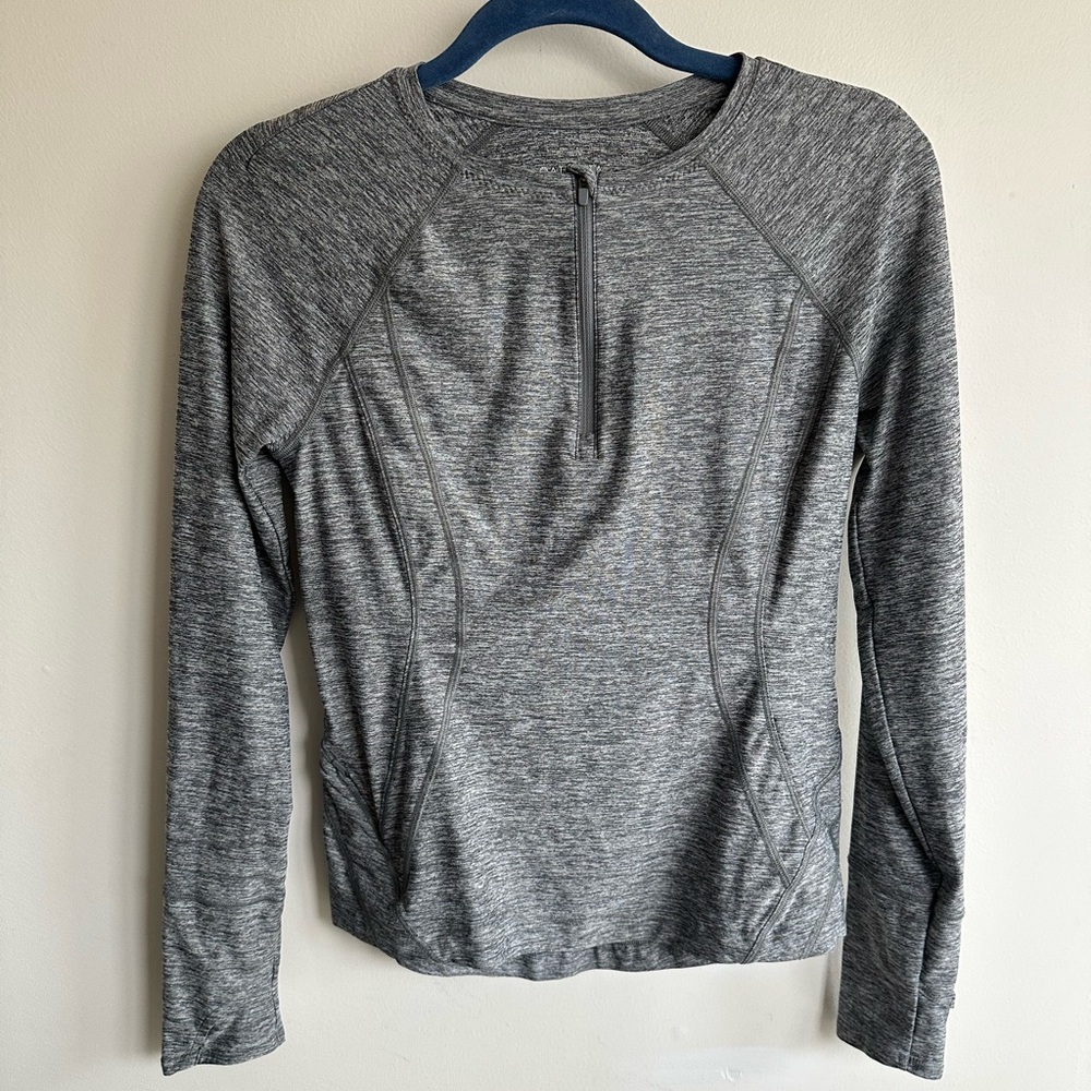Athleta Heather Gray Quarter Zip Long Sleeve Athletic Top XS